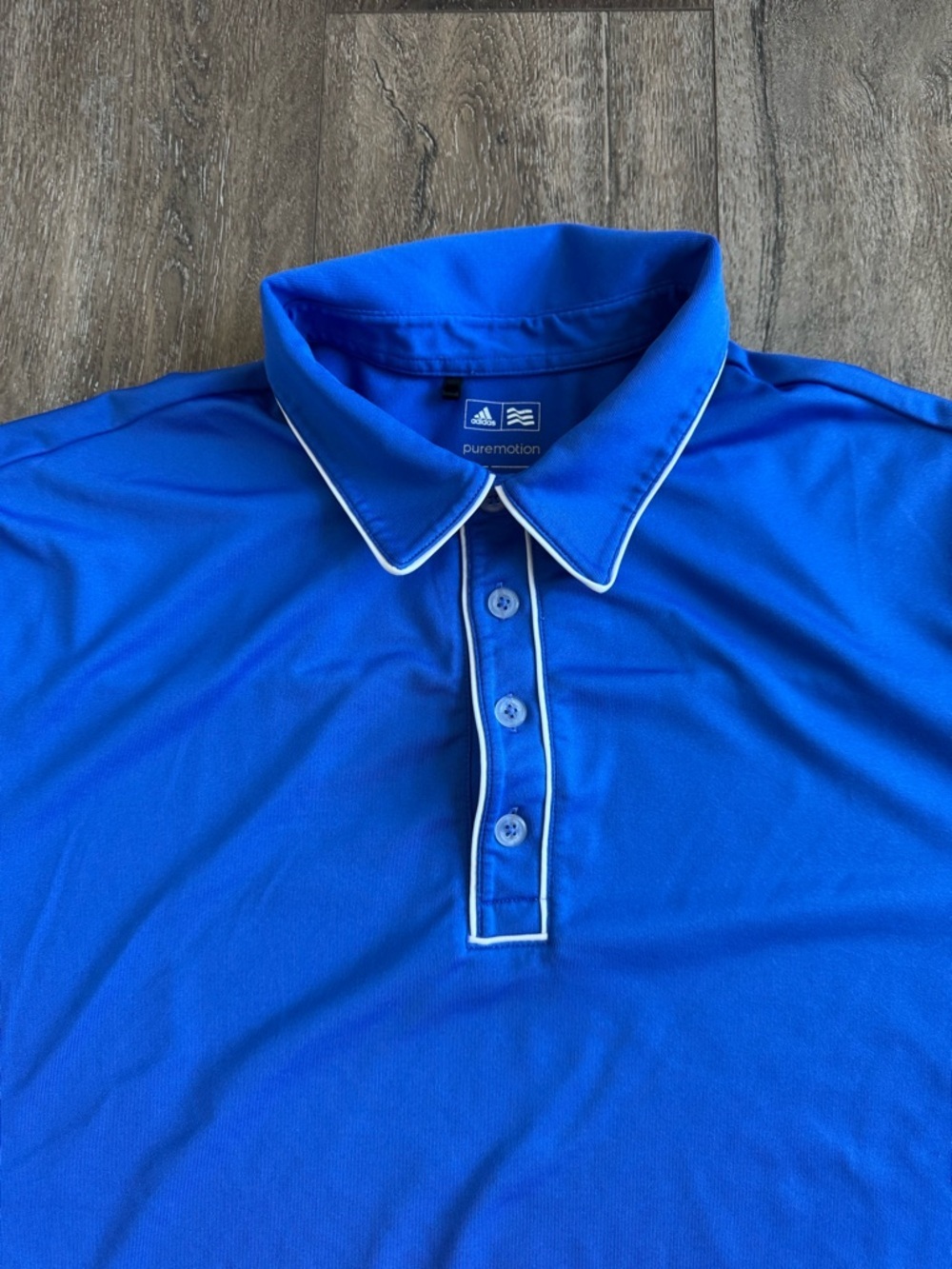 Adidas Men's Royal Blue Polo with White Piping, size Large - Picture 4 of 9